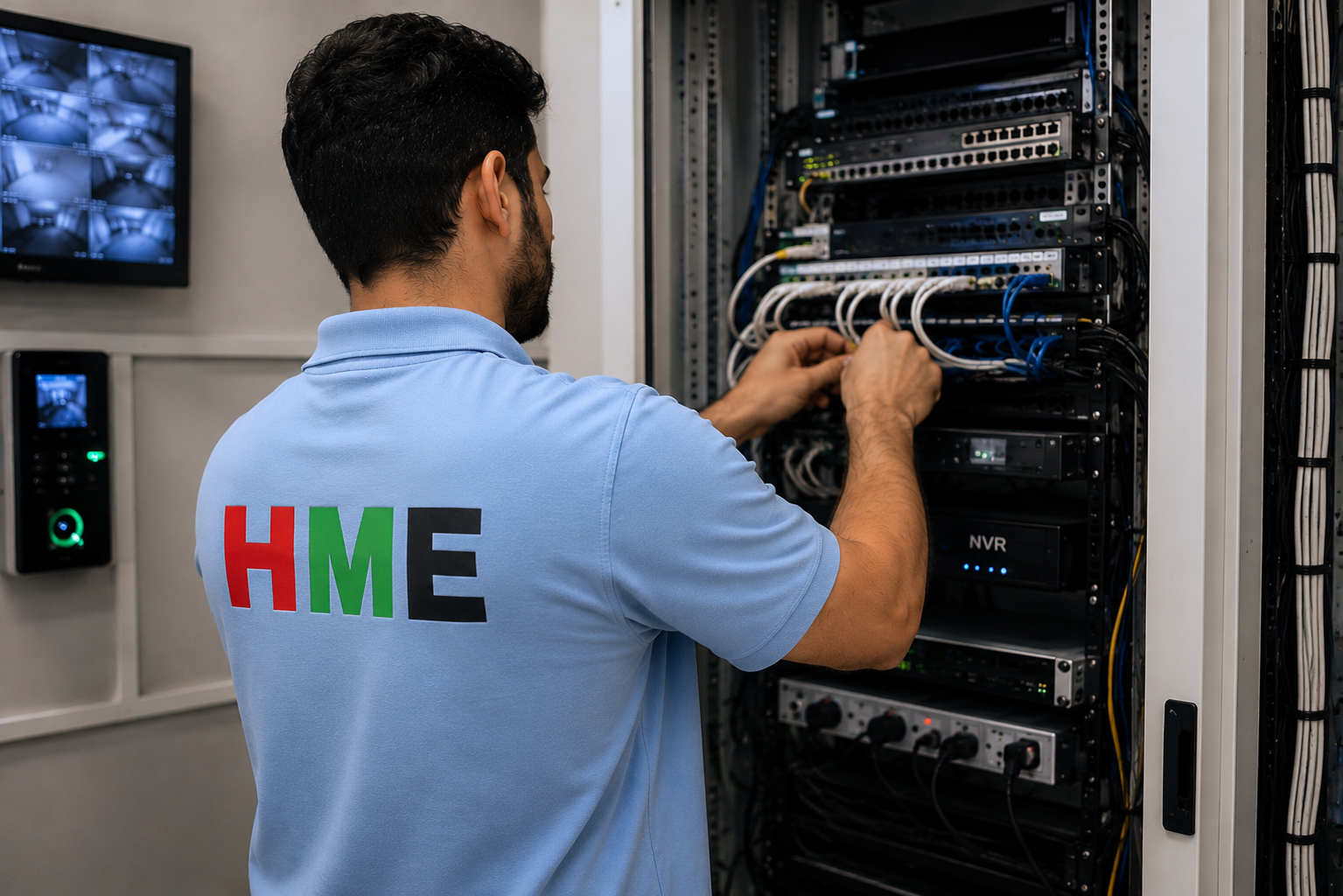HME technician working on security and ELV systems